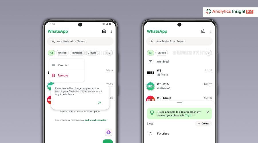 whatsapp more button chat list update redesign feature
